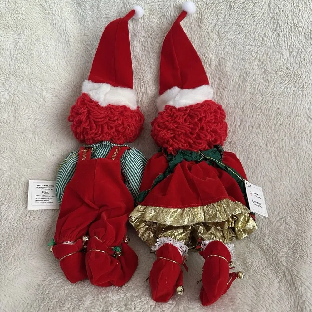 Marie Osmond Twins Jingle Belle Christmas Clown Dolls Pair Vintage Knickerbocker